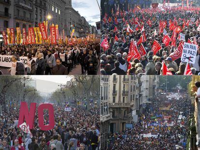 Las grandes protestas convocadas por los sindicatos desde el inicio de la crisis