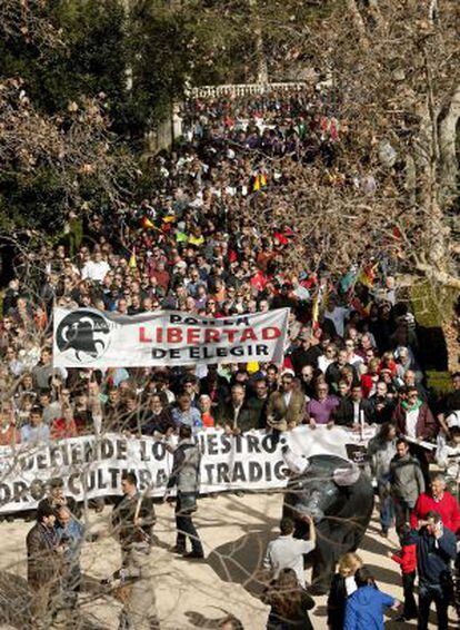 Manifestación celebrada en Castellón en defensa de los festejos taurinos.