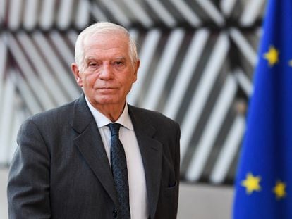 El alto representante de Política Exterior de la UE, Josep Borrell, a su llegada a la reunión de los ministros de Exteriores de la Unión Europea, este lunes en Bruselas.
