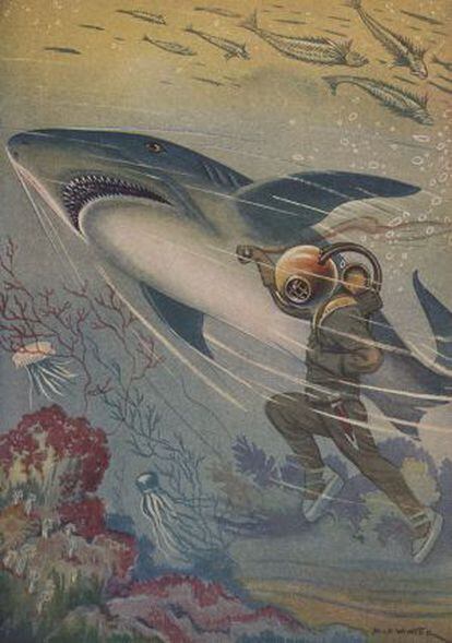 Ilustración de Milo Winter de 'Veinte mil leguas de viaje submarino', de Julio Verne.