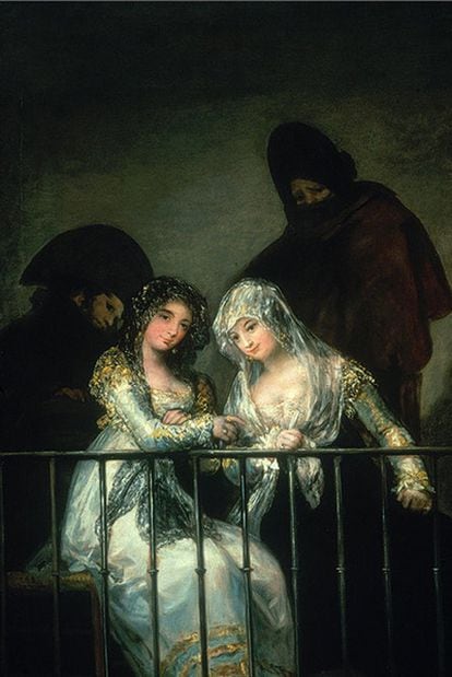 <i>Majas en el balcón</i>, atribuido a Francisco de Goya.