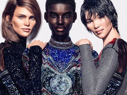 Margot, Shudu y Zhi, las tres modelos virtuales de Balmain.