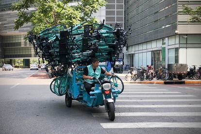 Bicicletas de Didi Chuxing Technology en Pekín el pasado 7 de julio
