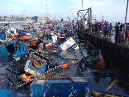 Barcos fueron afectados en Iquique por las olas provocadas por el se&iacute;smo 