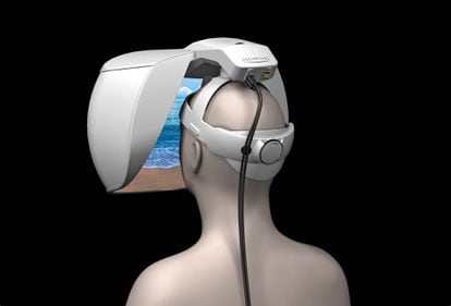 Dreamsense, a mixed reality headset prototype to stimulate the memory of Alzheimers patients with immersive videos, was displayed during CES