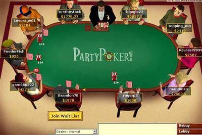 Imagen de una partida en la página <i>web</i> Partypoker.com.