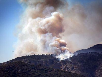 Incendio forestal en la comarca de la Terra Alta de Tarragona.