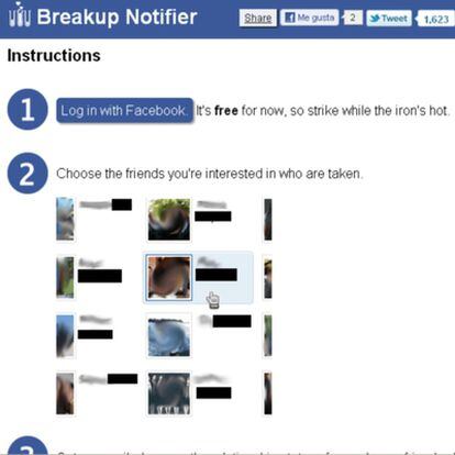 Aplicación para Facebook que informa sobre las rupturas sentimentales de los amigos o amigas.