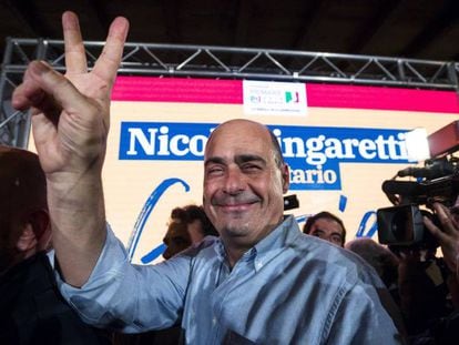 El nuevo secretario general del PD, Nicola Zingaretti, tras ganar las primarias.
