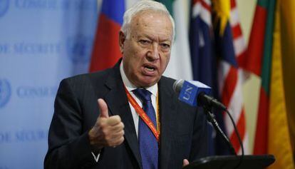 El ministro de Asuntos Exteriores, José Manuel García-Margallo, en la ONU este jueves.
