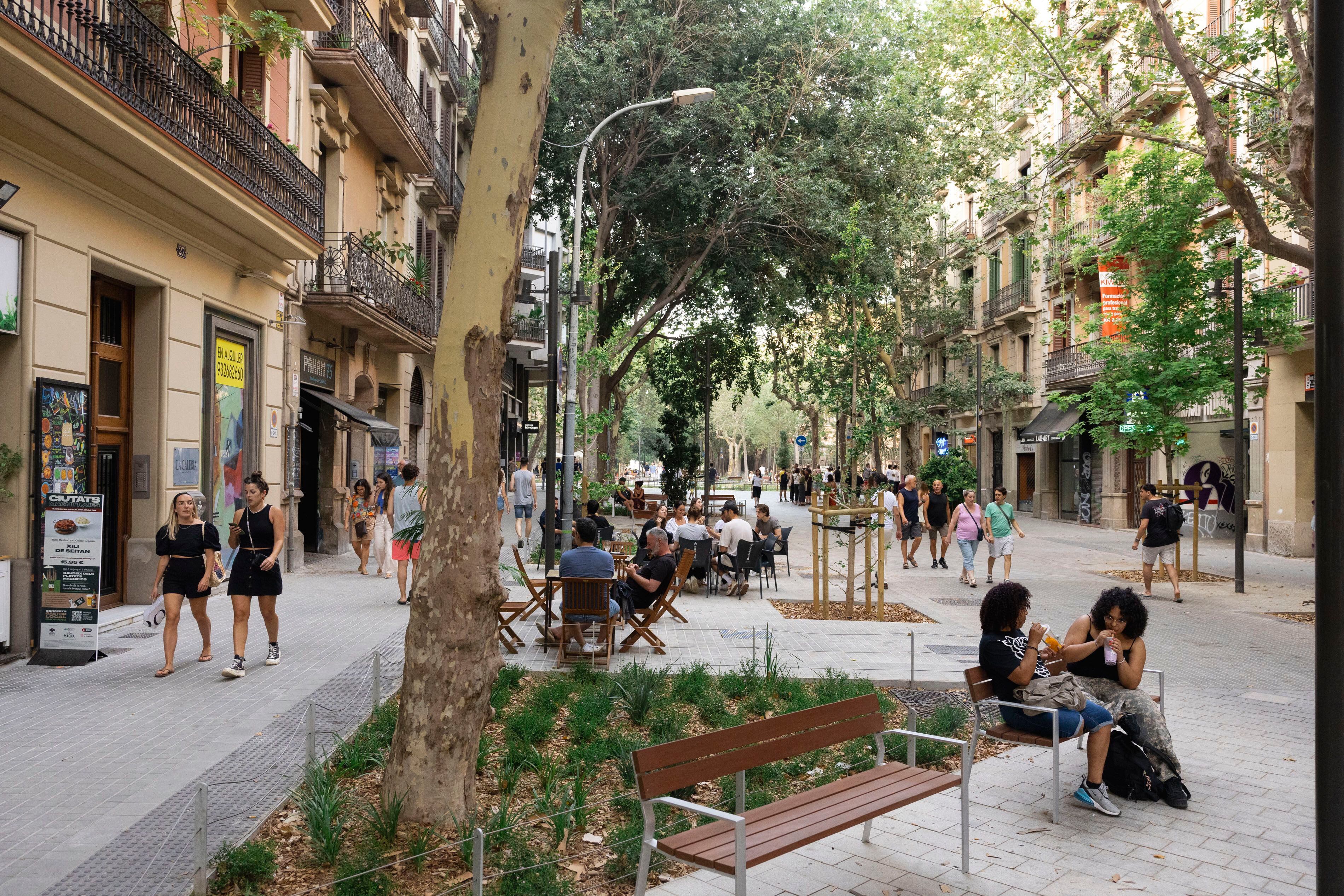 Otro tramo de la calle de Consell de Cent de Barcelona, convertida en un 