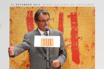 Artur Mas, presidente de la Generalitat, haciendo declaraciones tras la ceremonia oficial de la Diada.