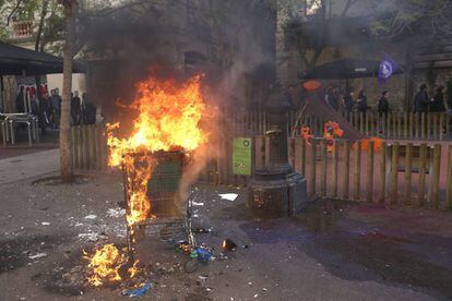 Protesta en Barcelona del Primero de Mayo por la izquierda alternativa.