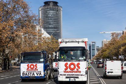 Protesta de transportistas el pasado 15 de diciembre en Madrid.