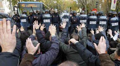 Manifestación de taxistas, ayer en Madrid.