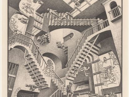 Obra de Escher llamada "Relatividad".