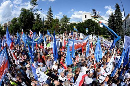 Una manifestación contra la reforma del sistema judicial en Varsovia el pasado julio.