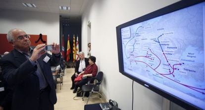 Mapa con las migraciones sefardies expuesto en el congreso organizado por la casa de Israel en &Aacute;vila el pasado 30 de abril.