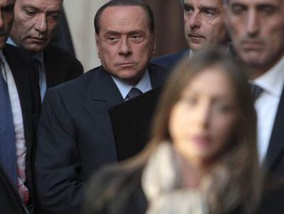 Berlusconi, hoy, a su llegada al Parlamento en Roma. 