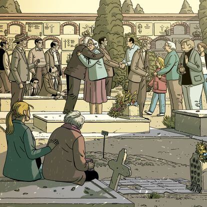 Ilustración diseñada por Paco Roca para BABELIA 23/03/24, adaptación del cómic 'El abismo del olvido', EDITORIAL ASTIBERRI. Ilustración: PACO ROCA