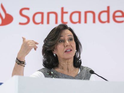 Ana Botín, en la presentación de resultados de 2018, en la sede del banco.