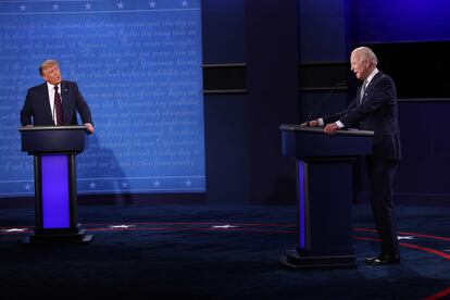 Donald Trump and Joe Biden, in the first debate of the campaign, on September 29, 2020 in Cleveland, Ohio.