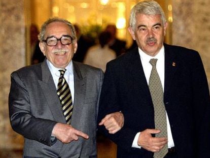 Gabriel Garc&iacute;a M&aacute;rquez y Pasqual Maragall, el 28 de abril de 2005, cuando el escritor colombiano regres&oacute; a Espa&ntilde;a.