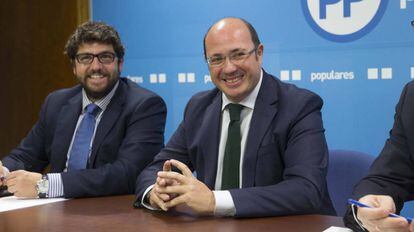 Pedro Antonio Sánchez y Fernado López Miras, el candidato a la presidencia de Murcia.