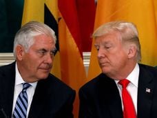 El presidente de EE UU, Donald Trump, junto al secretario de Estado, Rex Tillerson, en las Naciones Unidas, el pasado 20 de septiembre. 