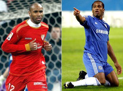 Kanouté y Drogba, con el Sevilla y el Chelsea.