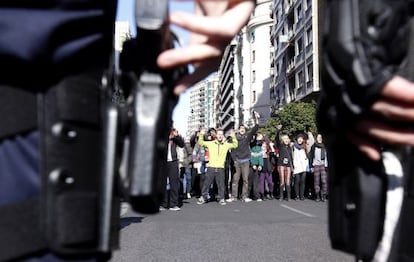 Un momento de las protestas en Valencia.