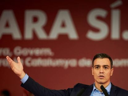 Pedro Sánchez, durante un acto del PSOE en Barcelona, este miércoles. En vídeo, declaraciones de Sánchez en Onda Cero.