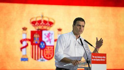 Pedro S&aacute;nchez, en un acte a Santa Coloma de Gramenet el 2015.