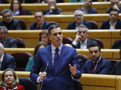 Pedro Sánchez, durante su comparecencia en el Senado del 21 de diciembre pasado.