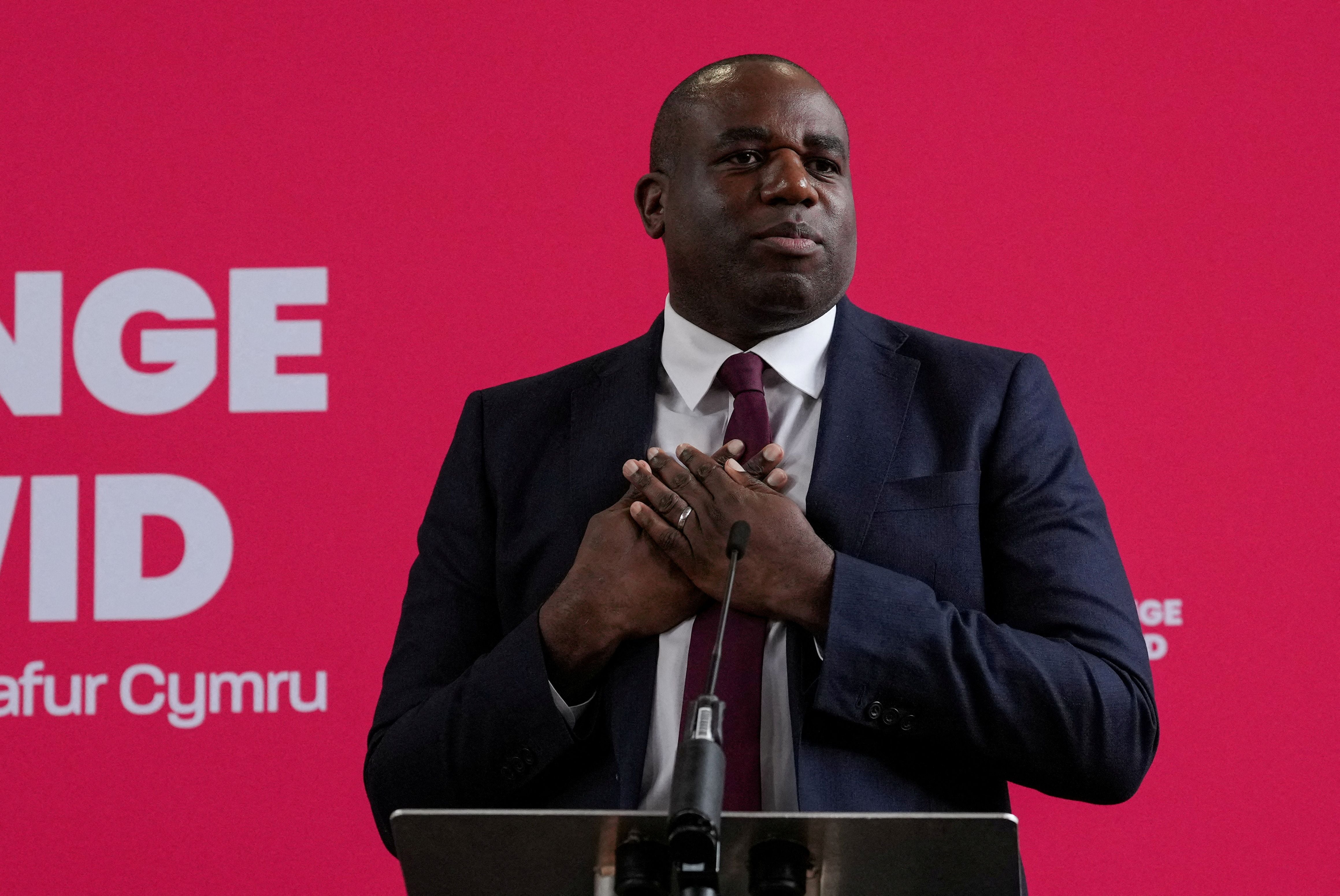 Shadow Foreign Secretary David Lammy attends a Welsh Labour general election campaign event in Abergavenny, Wales, Britain May 30, 2024. REUTERS/Maja Smiejkowska/File Photo