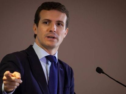 Pablo Casado, presidente del PP en un acto en Jerez.