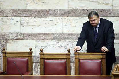 El ministro de Finanzas griego, Evangelos Venizelos, esta semana en el Parlamento.