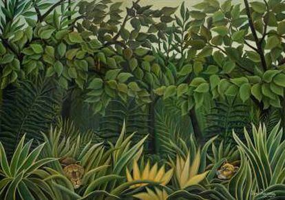 'Dos leones al acecho en la jungla' (1909–1910) de Henri de Rousseau. |