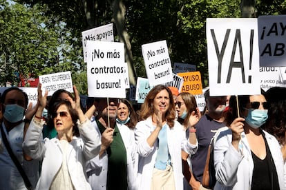 Manifestación de sanitarios contra la precariedad, el pasado mayo en Madrid.