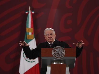 El presidente de México, Andrés Manuel López Obrador, durante una conferencia de prensa matutina.
