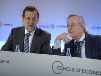 El presidente del Gobierno, Mariano Rajoy, y el del Círculo de Economía, Josep Piqué, en Sitges.