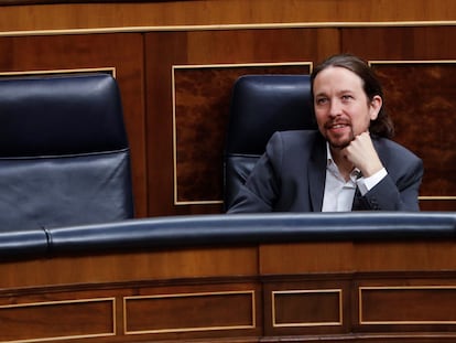 El vicepresidente segundo del Gobierno, Pablo Iglesias, esta semana en el Congreso.