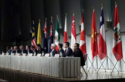 Representantes de los países que integran el CPTPP, durante una reunión en Tokio, en enero de 2019.