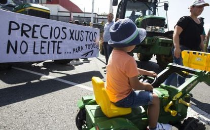 Imagen de la 'tractorada' celebrada este martes en Santiago de Compostela.