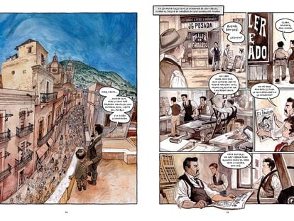 Las páginas 29 y 59 de la novela gráfica 'Diego Rivera'.