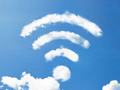 Una nube con forma de s&iacute;mbolo wifi.