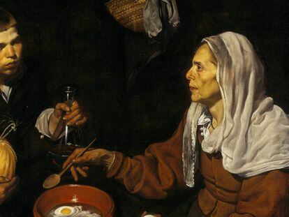 Vieja friendo huevos, cuadro de Diego Velázquez del año 1618.