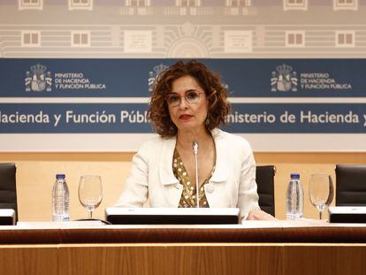 La ministra de Hacienda, María Jesús Montero, el miércoles en Madrid.