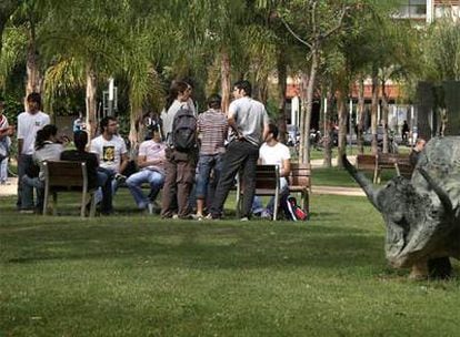 Un grupo de estudiantes en el campus de Vera de la Universidad Politécnica de Valencia.