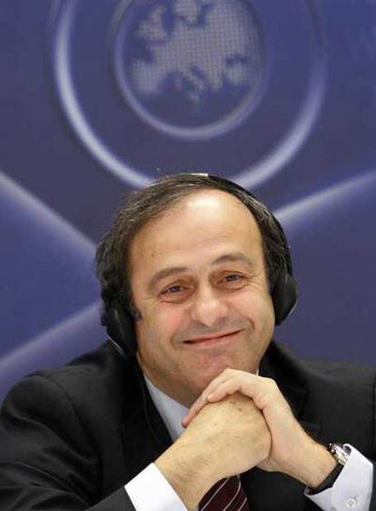 Michel Platini, presidente de la UEFA, ayer en Lucerna, Suiza.